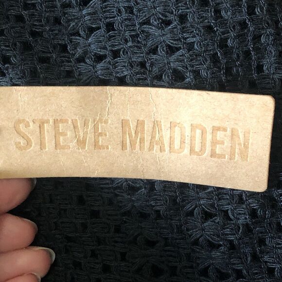 Steve Madden Women's Open Weave Short Sleeve Black Cover up OS Fits Most NWT - Picture 13 of 13